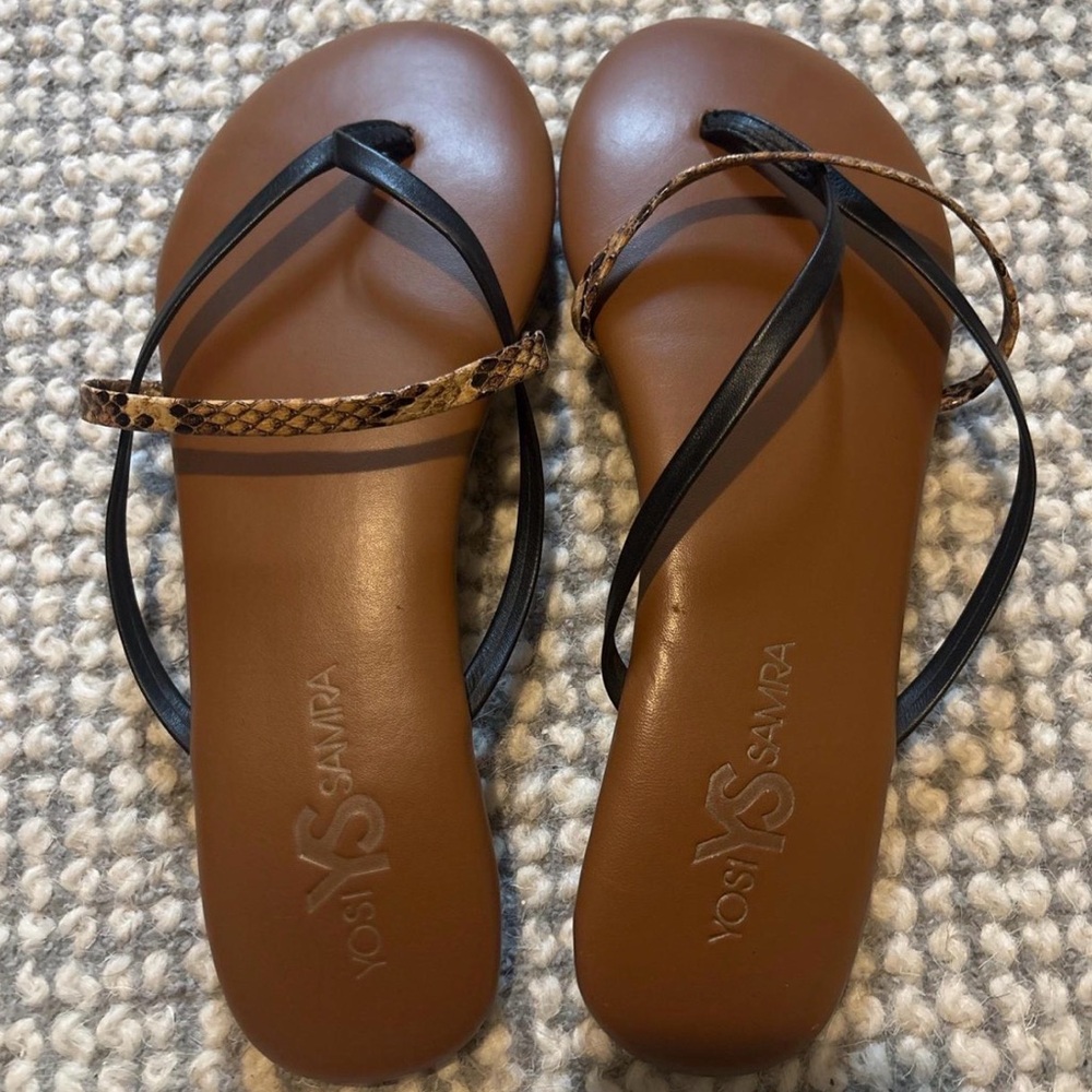 Yosi Samra Black and Brown Strappy Sandals